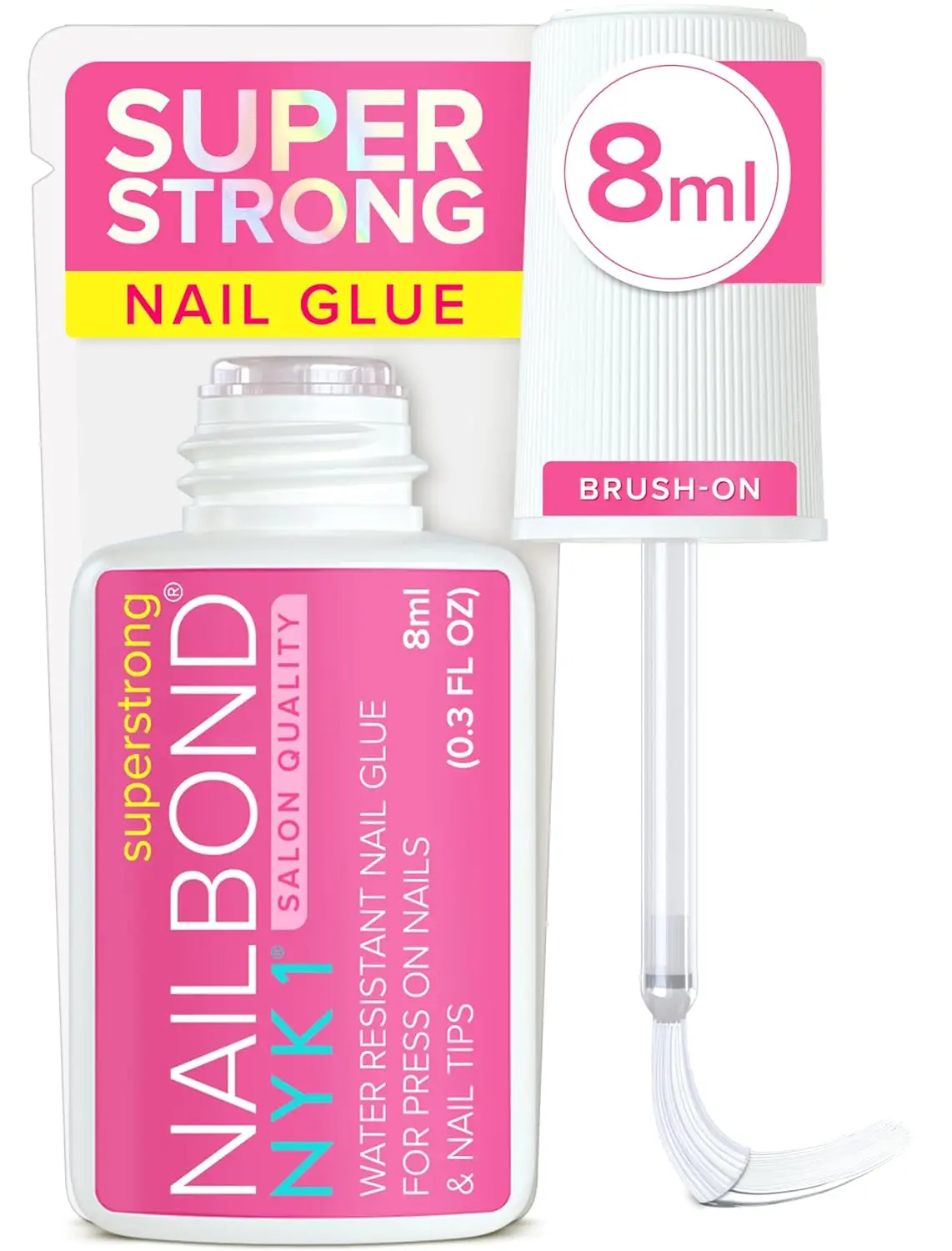 

Super Strong Nail Glue for Press On Nails, Tips & Acrylics - Long Lasting, Mess-Free 8ml