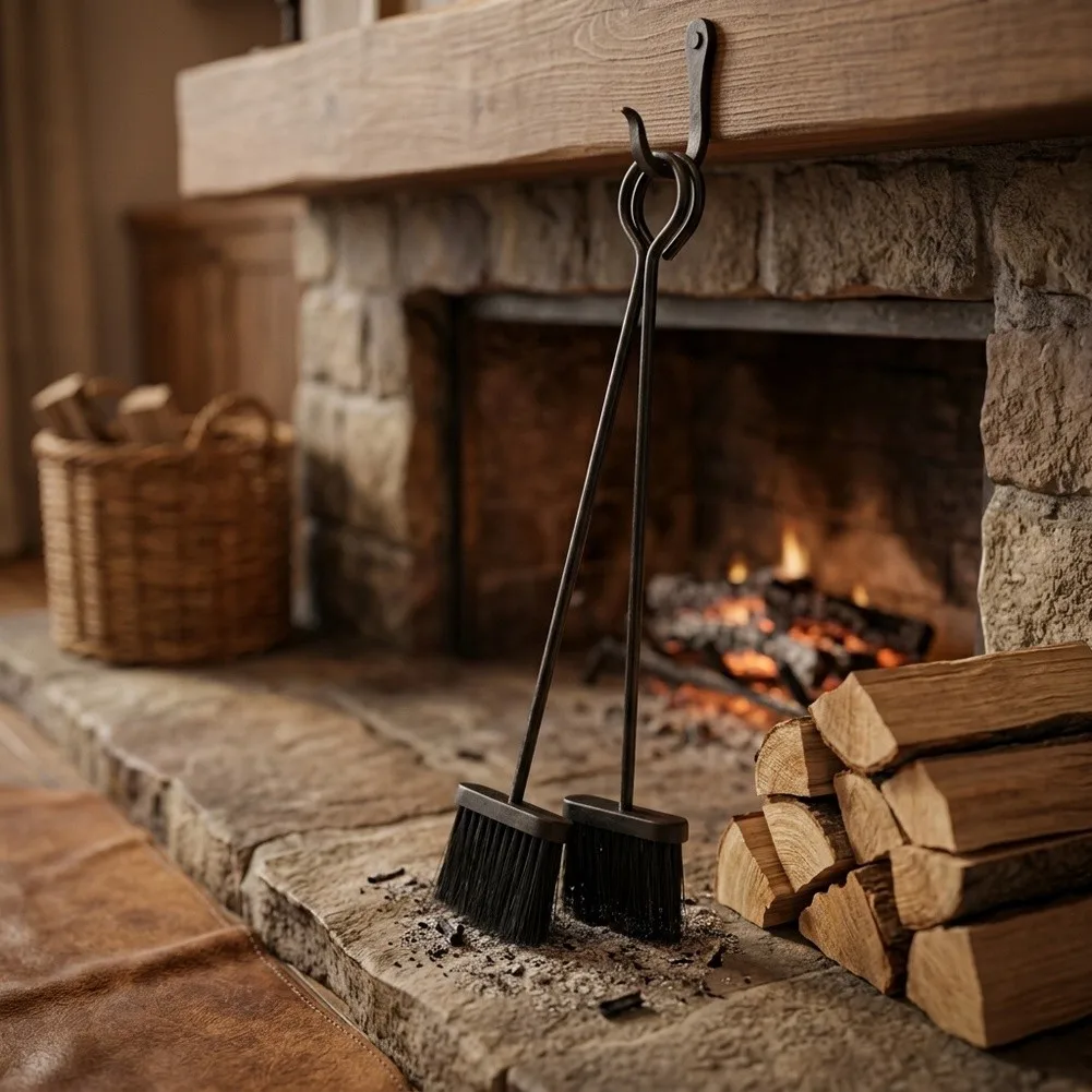 Steel Fireplace Brush 21in for Ash and Debris Removal Around Fireplaces Fire Pits Wood Stoves and For Heating Sources