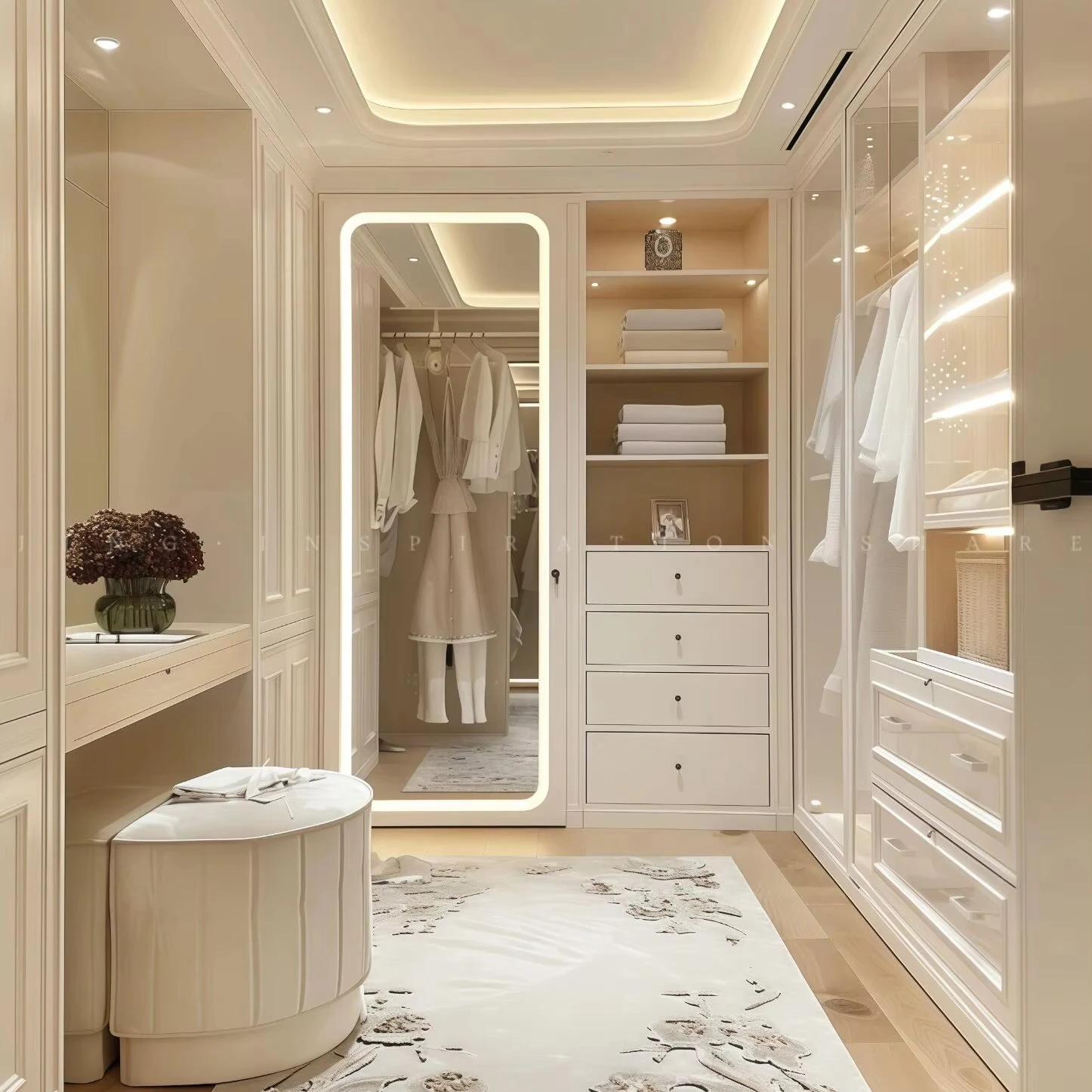 High-end Custom Semi-open Walk-in Cloakroom Cabinet With Glass Door Creative Design Walk-in Wardrobe
