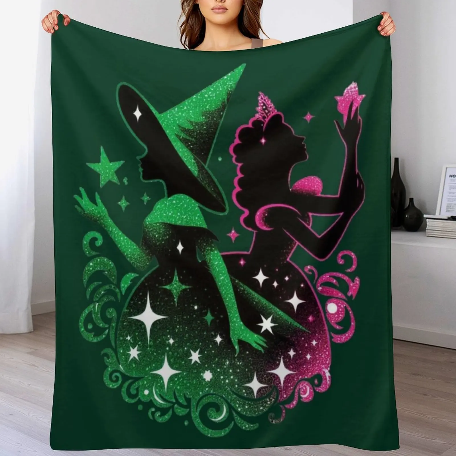 

Elphaba & Glinda Wicked the Musical Defying Gravity Throw Blanket Ultra Soft Flannel Fleece Blanket for All Seasons