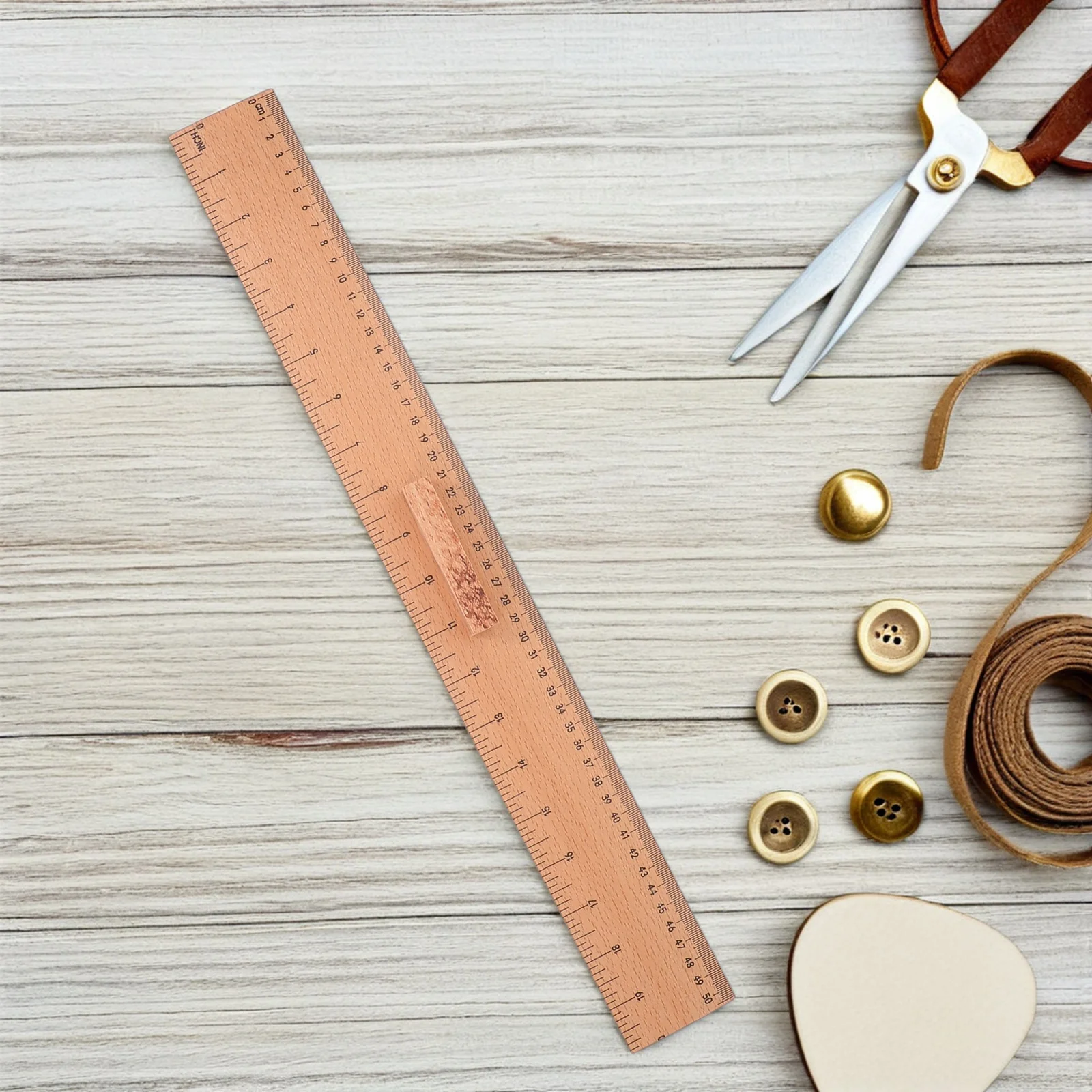 Dual-Scale Wood Ruler for Sewing and Crafting Precise Measuring Tool for Fabric Cutting Tailoring Beginner Quilting Projects