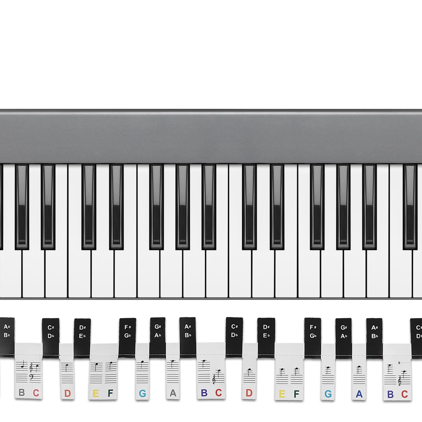 

1Set Piano Keyboard Stickers Colorful 88 Key Plastic Note Labels Removable Keyboard Accessories for Beginners Musical Stickers