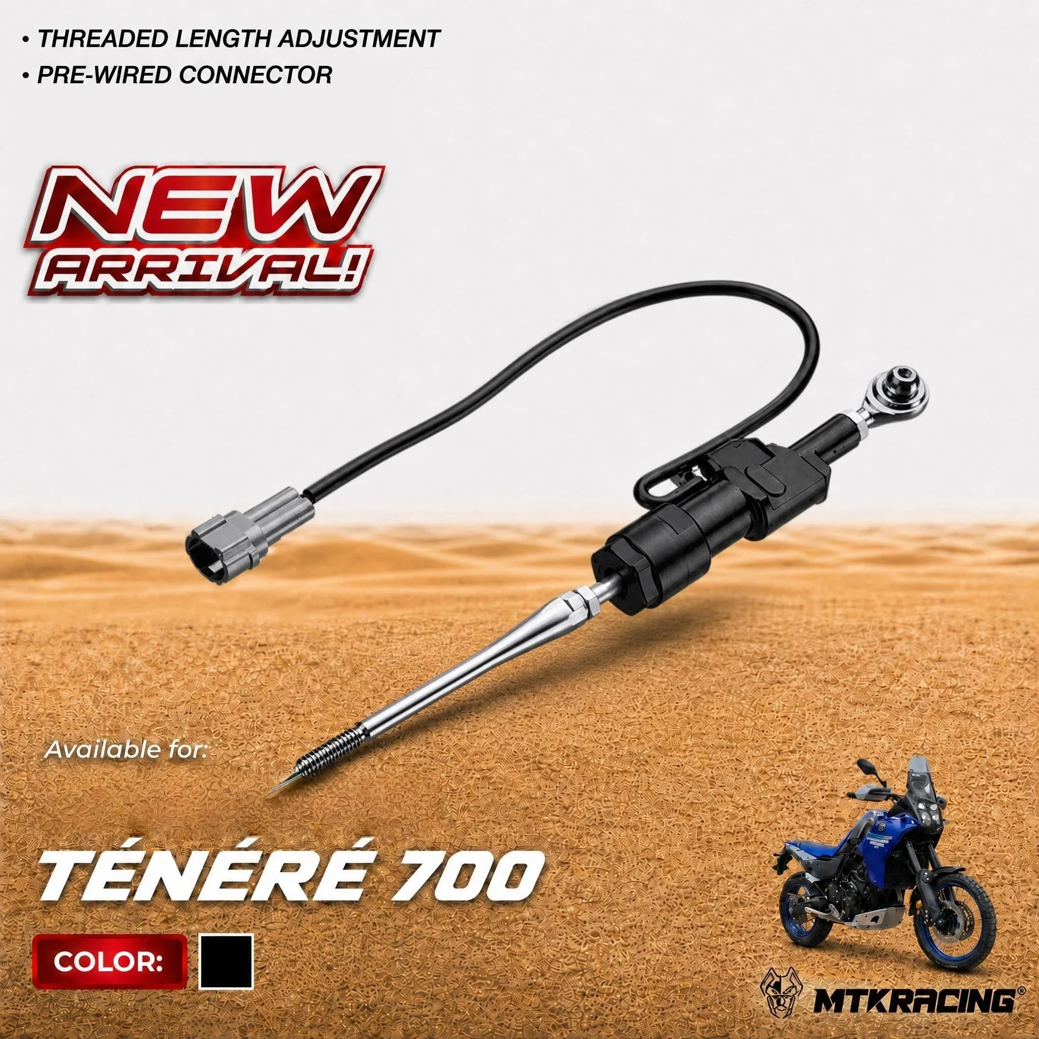One‑way quick shifter kit for Yamaha Tenere 700 XTZ700 T7 2019‑2024. Clutch‑less upshift only. Not fit 2025‑onwards & World Raid