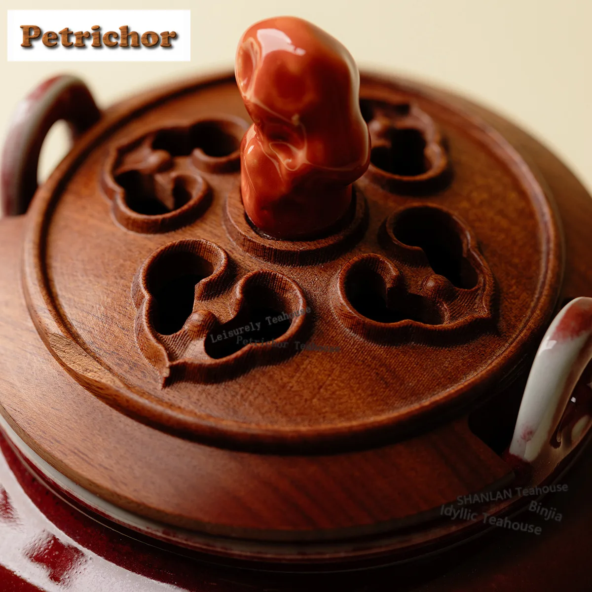 Cowpea Red Kiln Fambe Tripodia Incense Holder Diffuser Incense Burners Consecrate Censer Tea Ceremony Accessories Decoration