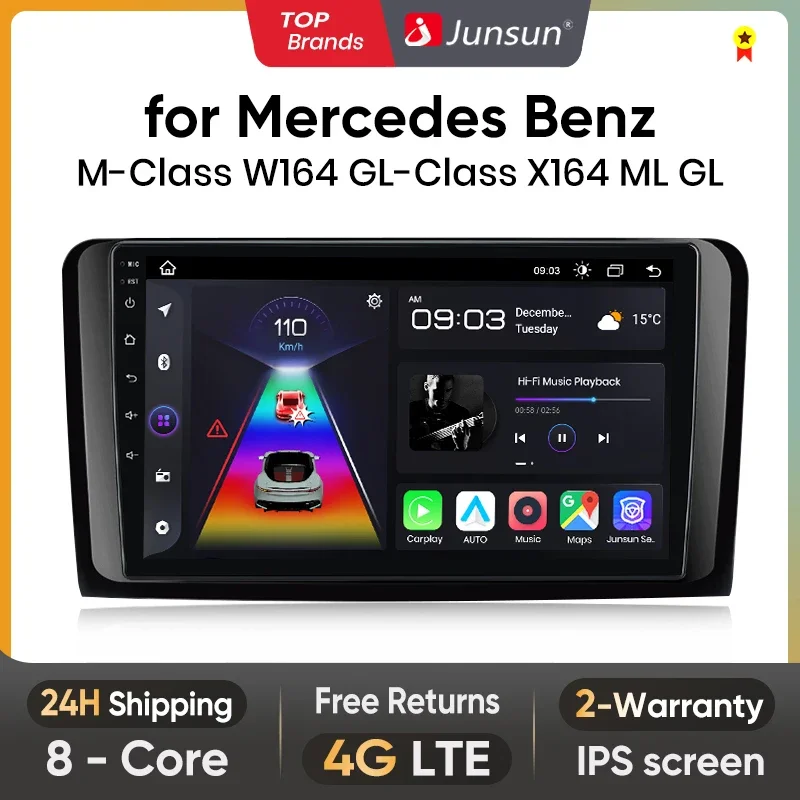 Junsun V1 Plus Car Radio For Mercedes Benz M-Class W164 GL-Class X164 ML GL wireless CarPlay Android Auto No 2 din 2din DVD