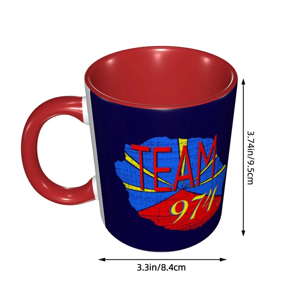 974 Reunion Island Logo Mug Funny Ceramic Coffee Cups Tea Mugs Milk Cup Drinkware Gift for Friends