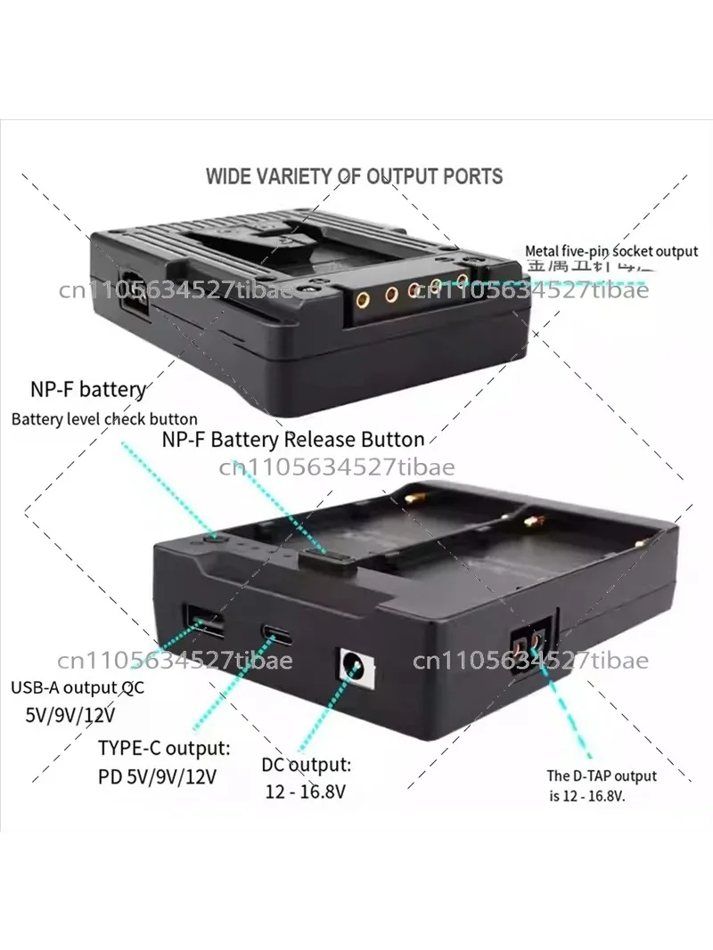 Dual NP-F550/750/970 NP-F Series Battery To V-Mount Lock Power Supply Converter Plate Dual Battery Power Supply Adapter