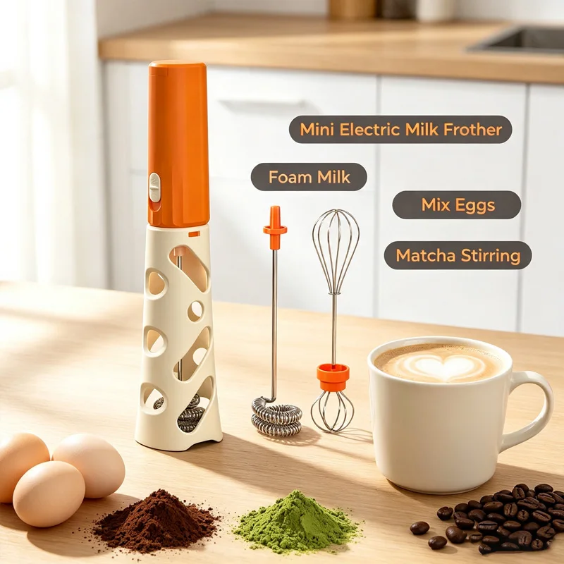 New USB Rechargeable Electric Milk Frother Coffee Foam Maker Handheld Home Egg Beater & Mixing Stirrer