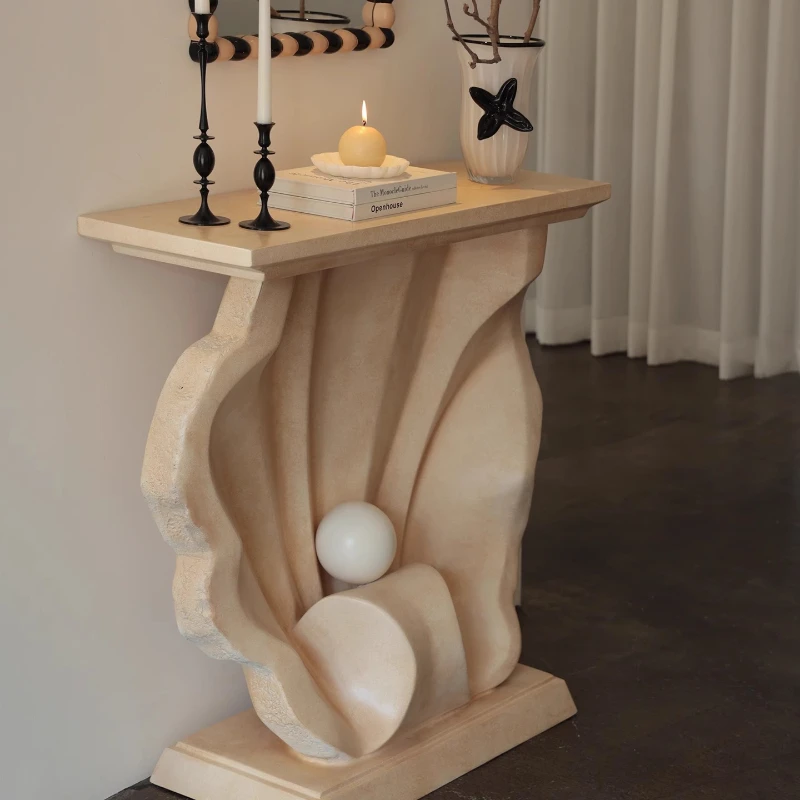 

French fiberglass shell porch table entrance aisle narrow wall decorative cabinet case desk designer