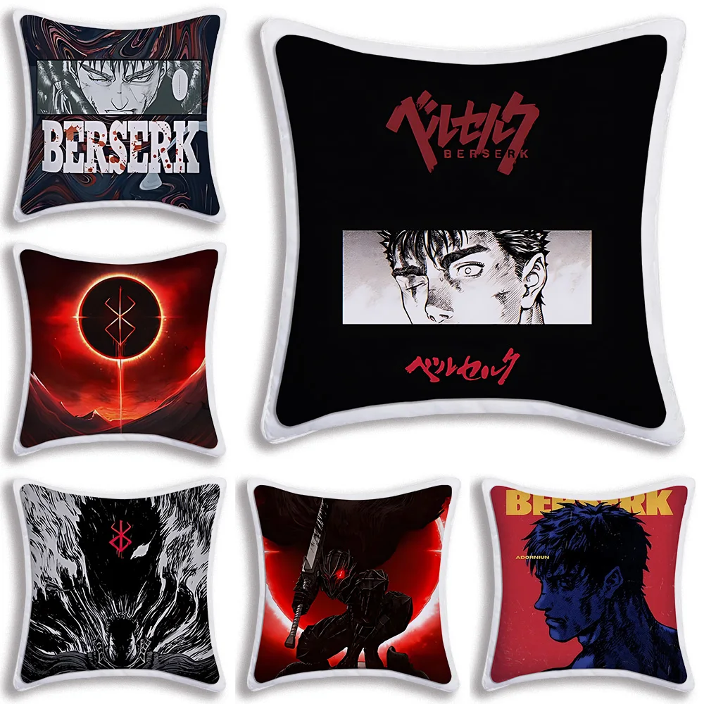 

Japanese Anime Berserk Pillow Covers Cartoon Sofa Decorative Home Double-sided Printing Short Plush Cute Cushion Cover