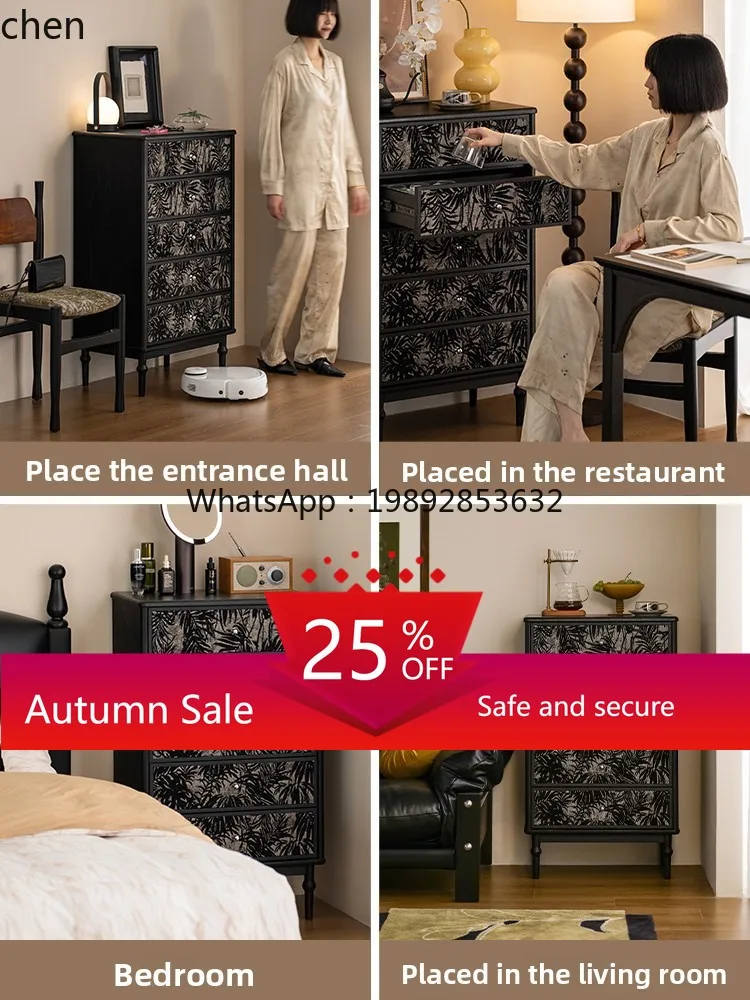 

retro solid wood chest entrance living room multi-functional integrated wall locker