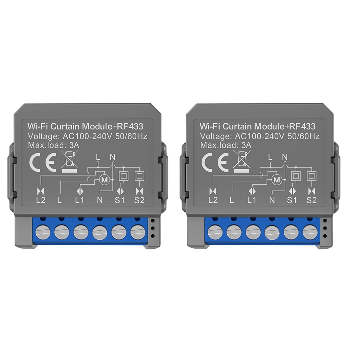 

A49T 2Pcs Tuya WiFi Smart Curtain Switch Module with RF433 Remote for Roller Shutter Blinds Motor Work with Home