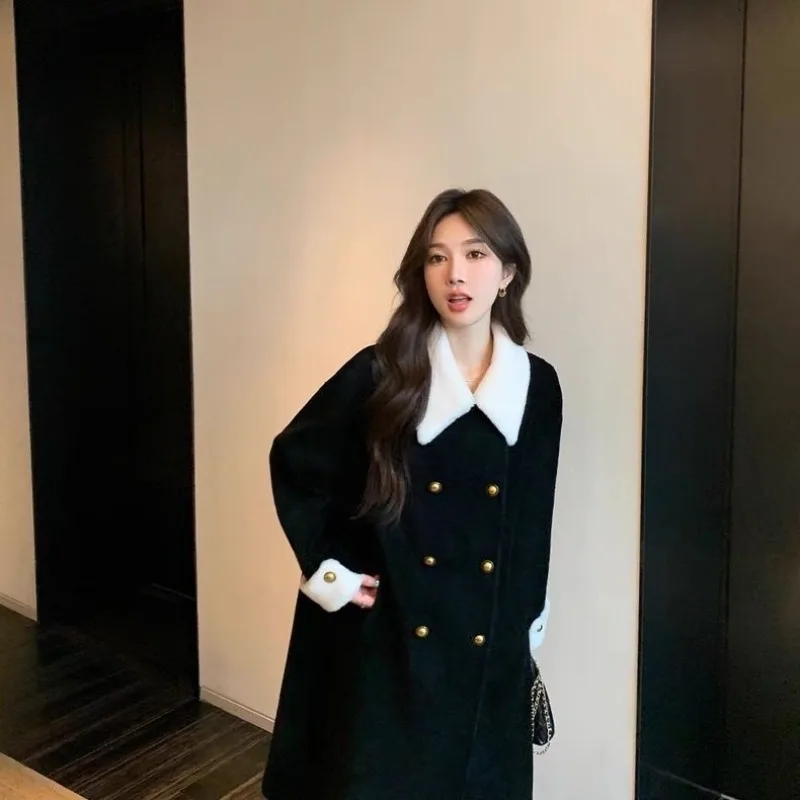Family Daughter  Winter New Lamb Wool Sheep Shearing Coat Women's Medium and Long Fur Integrated Fur Coat Temperament Commuting