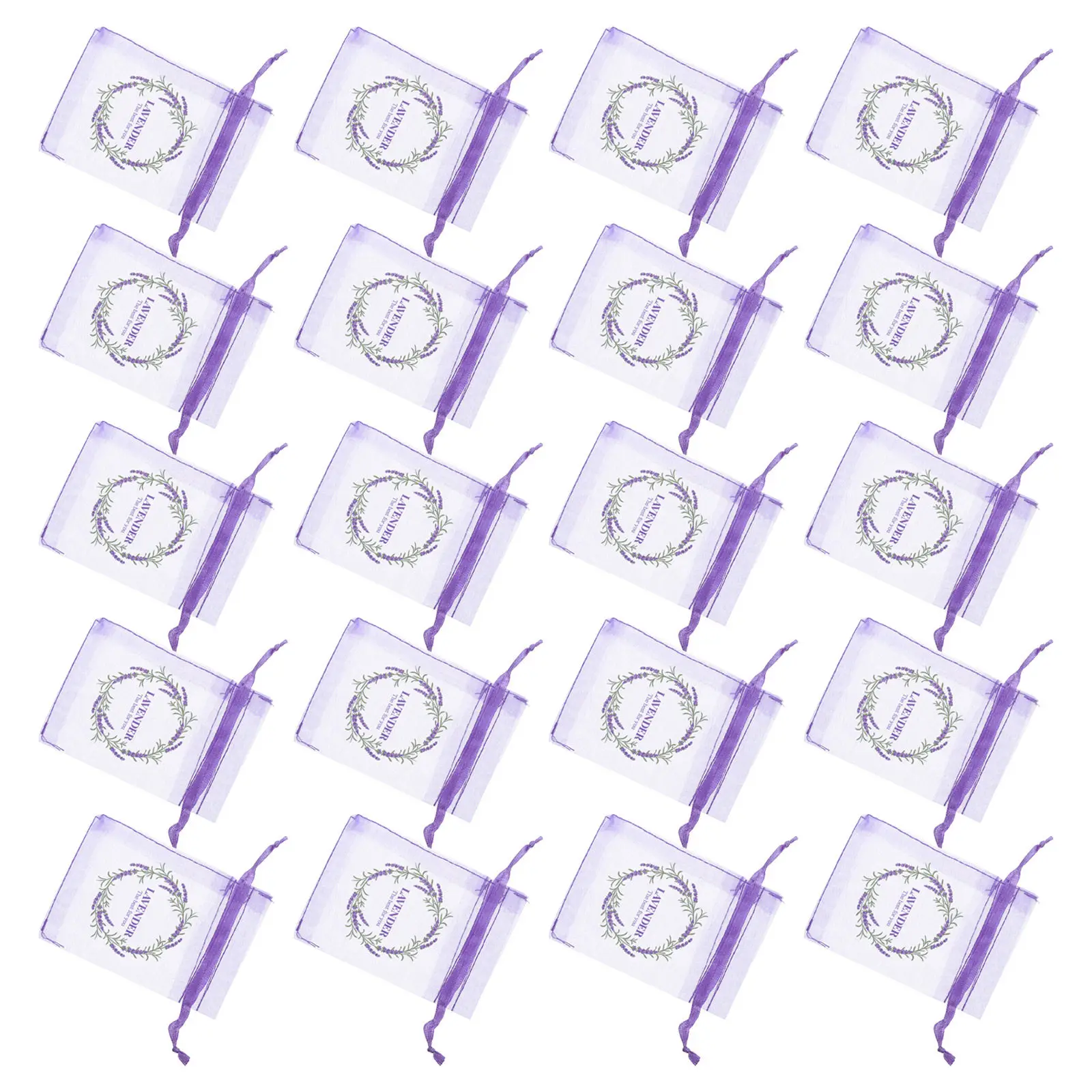 20Pcs Lavender Sachet Bag Light Purple 3.5x3 Drawstring Mesh Pouch Breathable Sheer Mesh Jewelry Pouches Wedding Favor DIY Spice