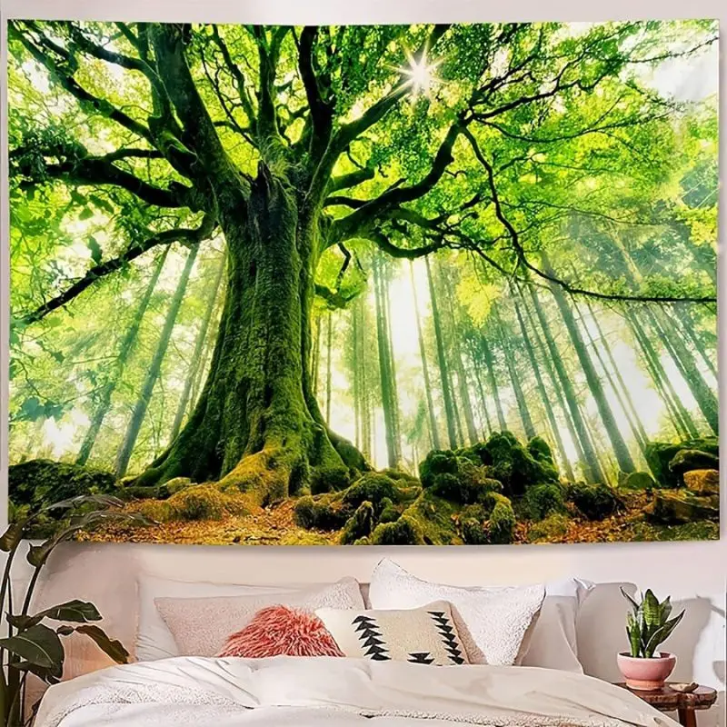 VIKAMA Secret Realm Jungle Stream Tapestry, Ancient Tree Tropical Rainforest Wall Hanging for Bedroom Living Room Decor