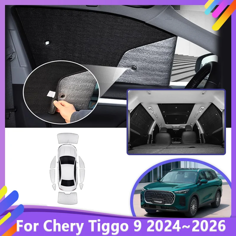 

Car Sun Visor For Chery Tiggo 9 / 8L Fulwin T9 2024 2025 2026 Silver Foil Sun Sunscreen Window Heat insulation Car Accessories