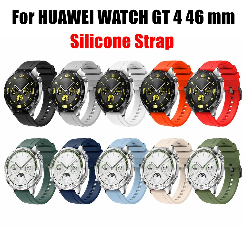 New 22mm Silicone Watch Strap for HUAWEI WATCH GT 4 Replacement Needle Buckle Breathable Watchband for HUAWEI WATCH GT 4 46 mm