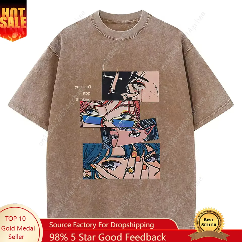 

Anime street style printed casual fashionable and loose T-shirt made of pure cotton high-quality short-sleeved style