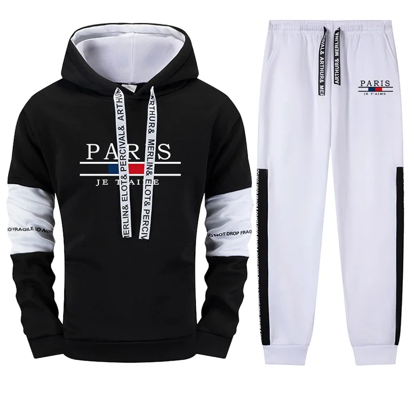 

Горячая распродажа 2026: Мужской повседневный спортивный костюм с капюшоном для активного отдыха, качественный, для ежедневного использования, однотонный свитшот и спортивные брюки, удобный, с принтом