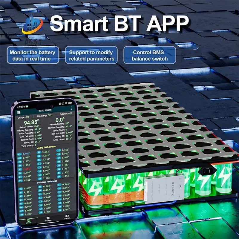 

AC57-Smart JK BMS B2A8S20P With BT CAN RS485 8S 24V 200A Lifepo4 Li- LTO Battery 3S-8S 2A Active Balance JK BMS