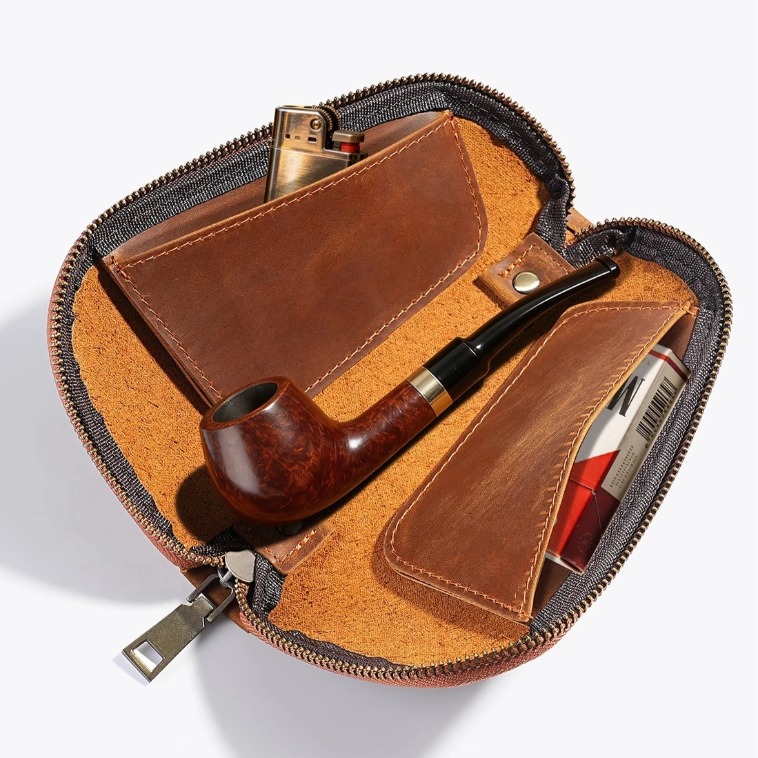 

Кожаный чехол для трубки, портативный футляр для одной трубки, дорожная сумка для трубок, аксессуар в подарок для папы, мужа, парня