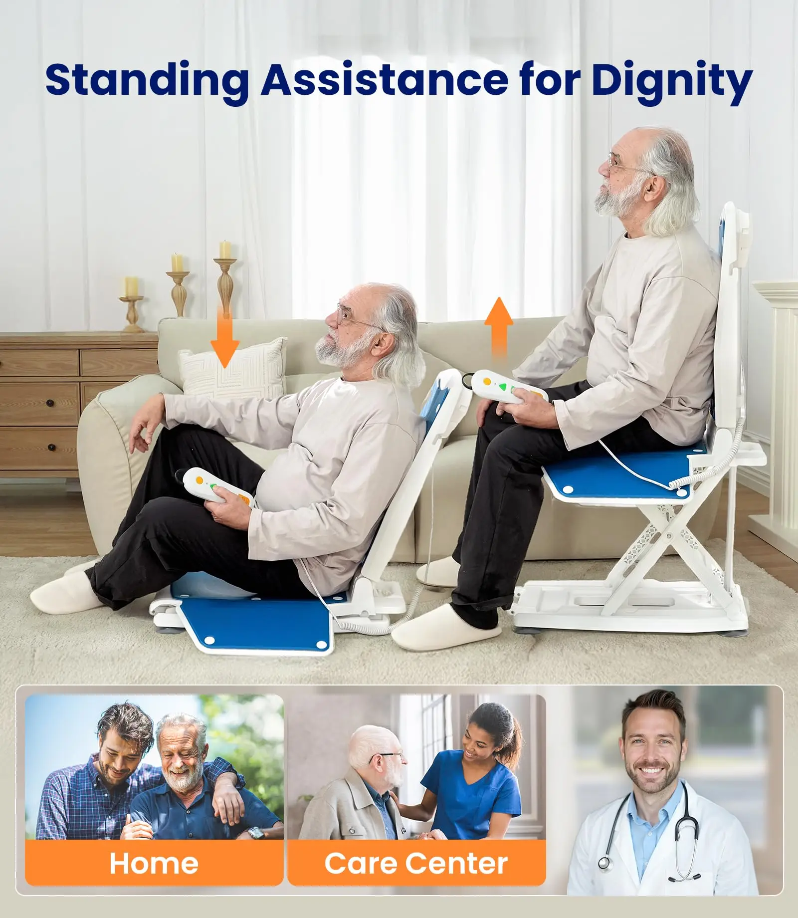 Upgrade Electric Chair Lift with Wheels, Get Up from Floor, Portable Lift Assist Devices for Elderly, Includes 2 Types