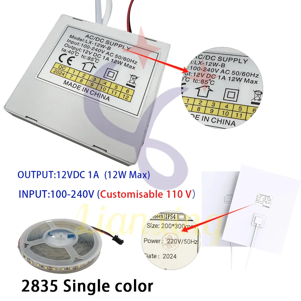 Strip light controller Touch Sensor Switch Lights mirror12W Smart bathroom cabinet with mirror 5m2835 120D 2030mm defogging film