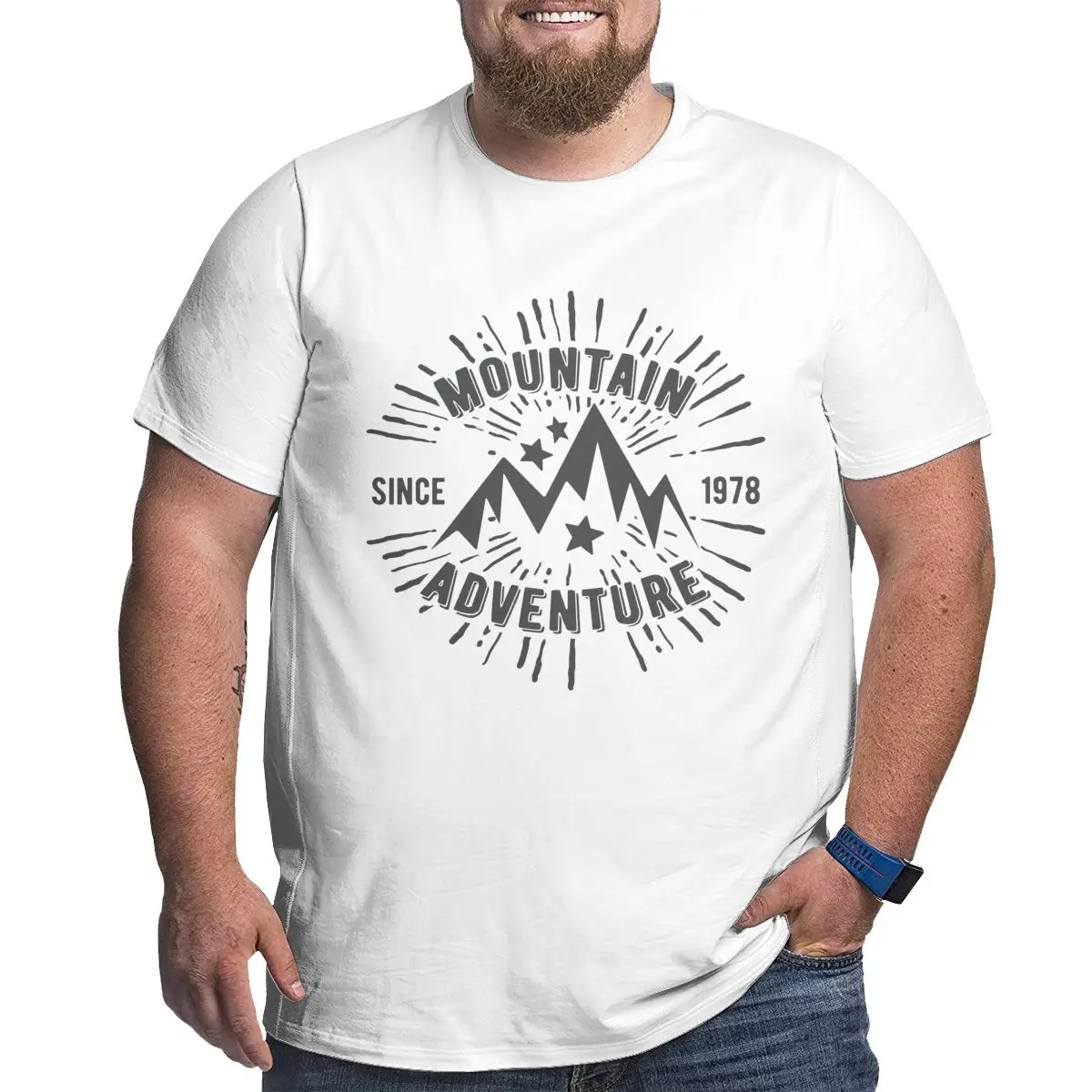 

Mountain Adventure Since 1978 Men's Oversized T Shirts Cotton Crew Neck Plus Size T-shirt Big and Tall Top Tees 6XL 5XL 4XL 3XL