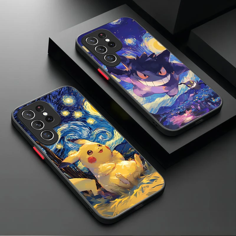 Starlit Sky P-Pokemon Case For Samsung Galaxy S24 S23 S22 Ultra S21 S20 FE S10 Plus A15 A25 A35 A55 5G Note 20 10 Hard Cover