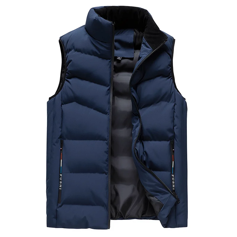 Daunenweste mit Reißverschlusstaschen für Herren, Outdoor Warme Verdickte Weste, Dicke Winddichte Ärmellose Winterjacke