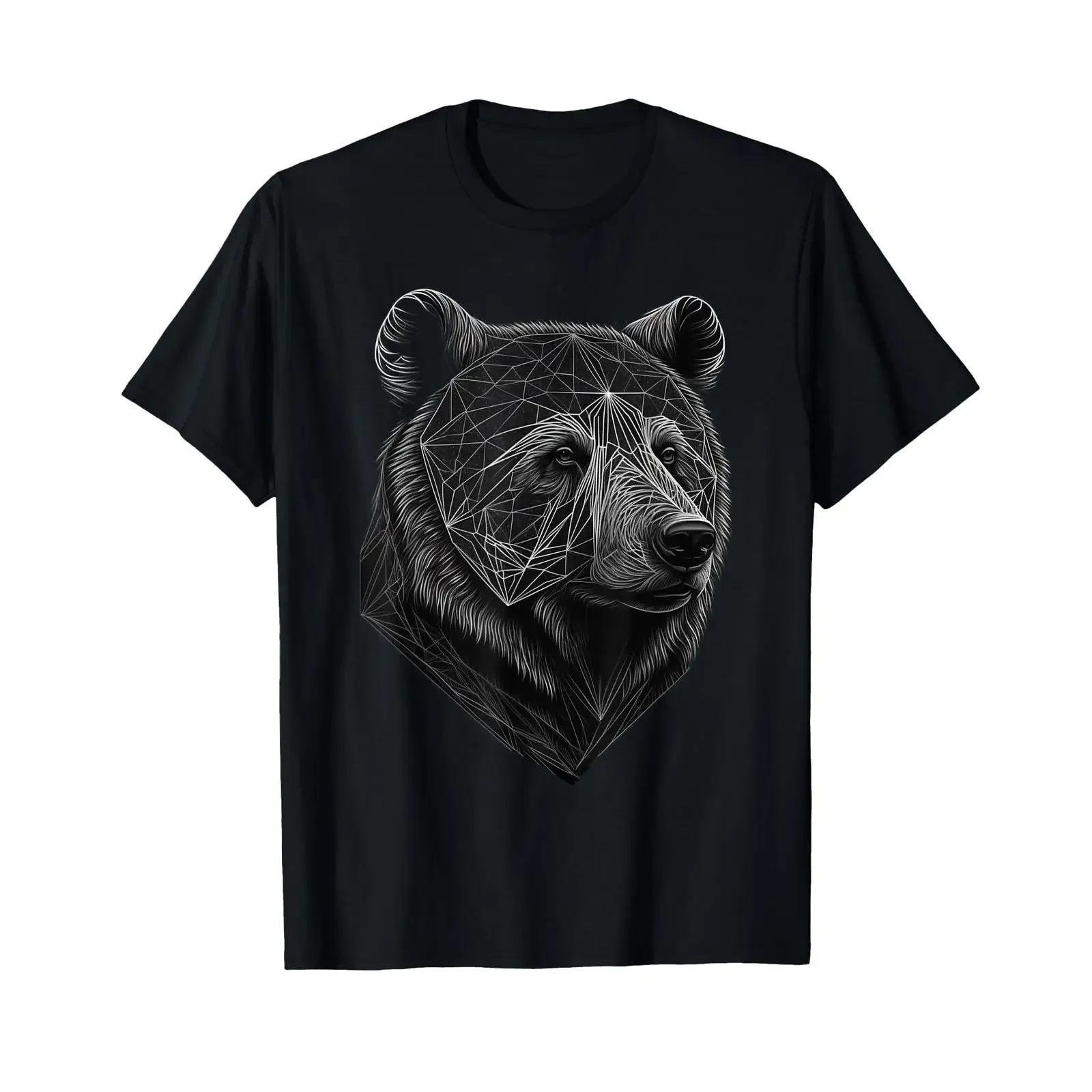 Bear Wild Animals Art Animal Print T Shirt vintage Washed homme Breathable streetwear graphic Slightly Top For Everyday Wear
