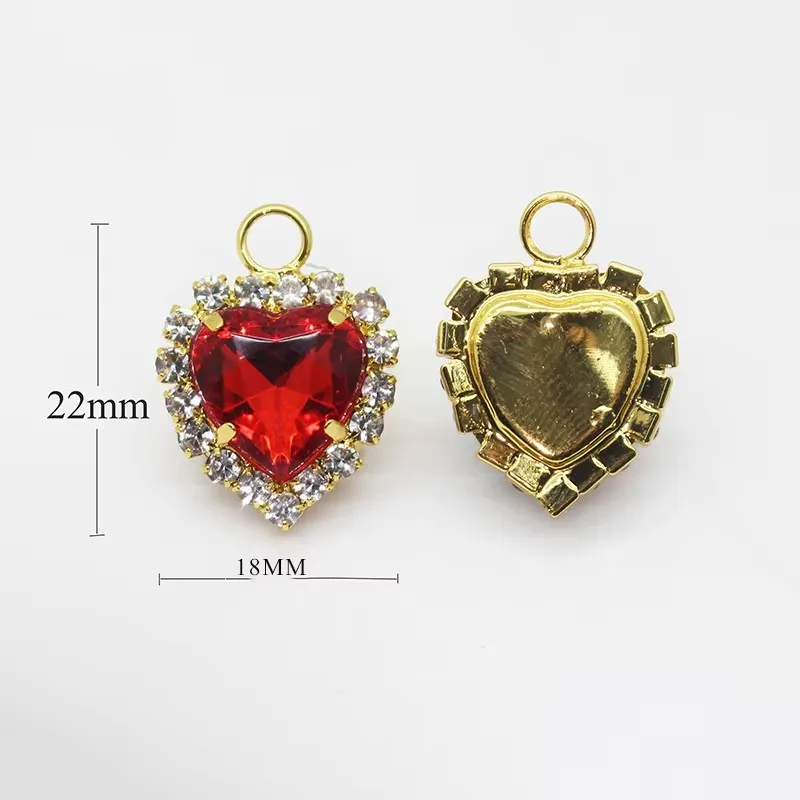 10pcs / lot Korean jewelry accessories peach heart claw drill wall single hanging rhinestone pendant