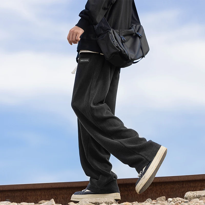 

Loose Straight Leg Men's Casual Pants Autumn New Sle y Streetwear Sweatpants Faionable Youthful Bla ey White