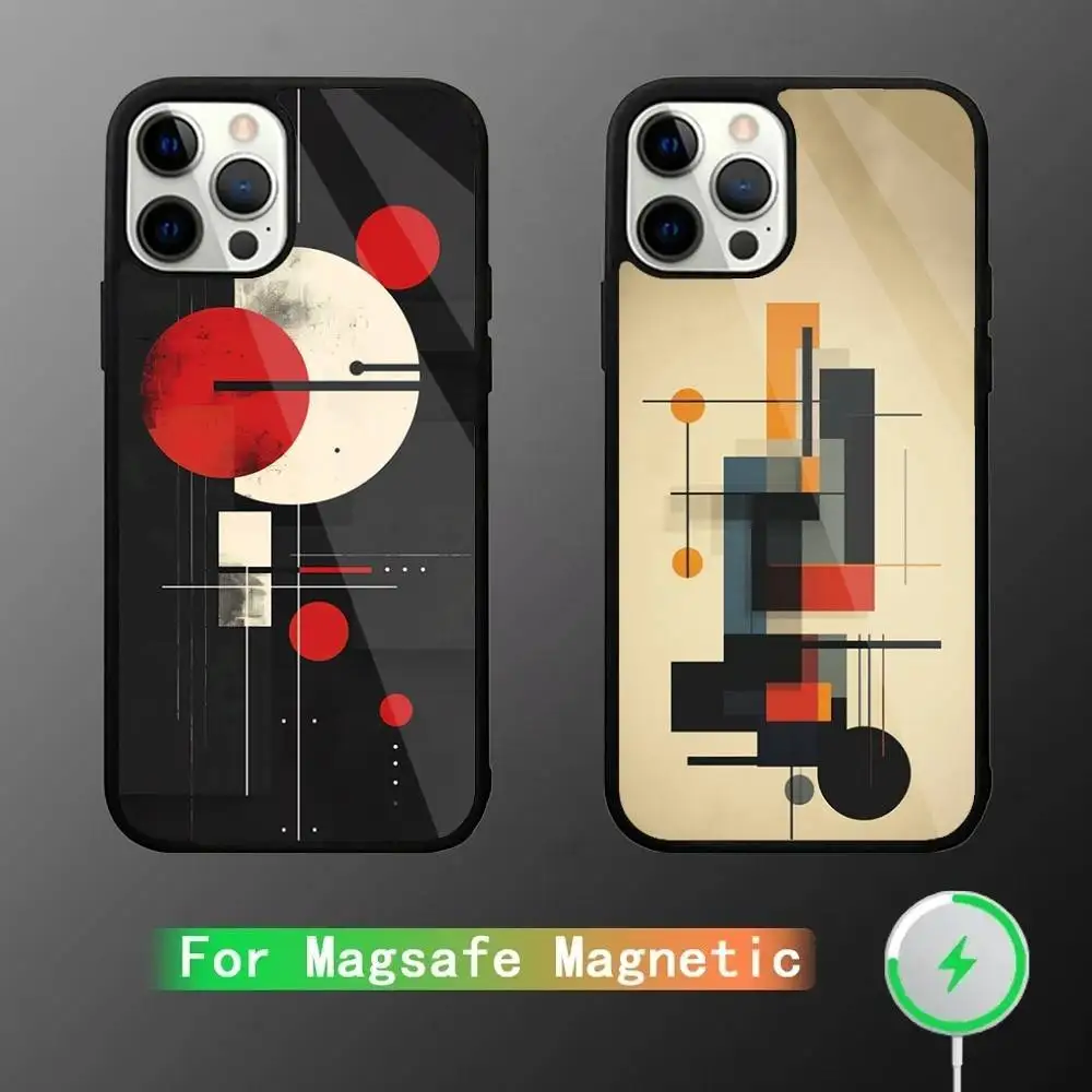 

Geometric Bauhaus art Phone Case For iPhone 17,16,15,14,13,12,11,Pro,Max,Plus,Mini,SE4,E Magnetic Magsafe Wireless Charging