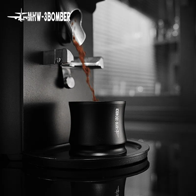 MHW-3BOMBER Espresso Coffee Dosing Cup Powder Transfer Funnel Black Aluminum Alloy Anti Spill Barista Tool