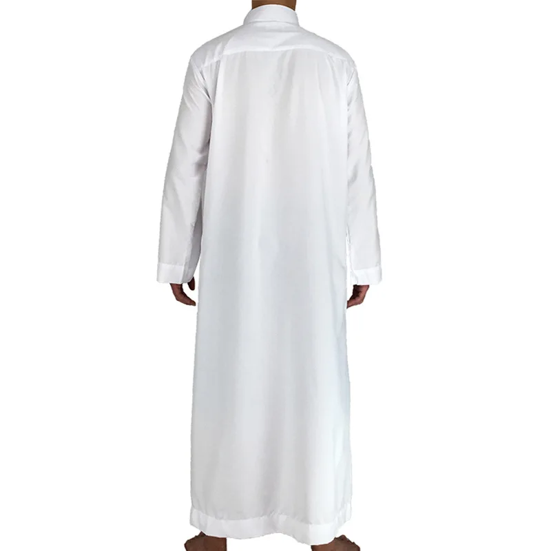 Robe Abaya islamique blanche pour hommes, vêtements musulmans pour hommes, col montant, arabe, moyen-orient, européen, américain