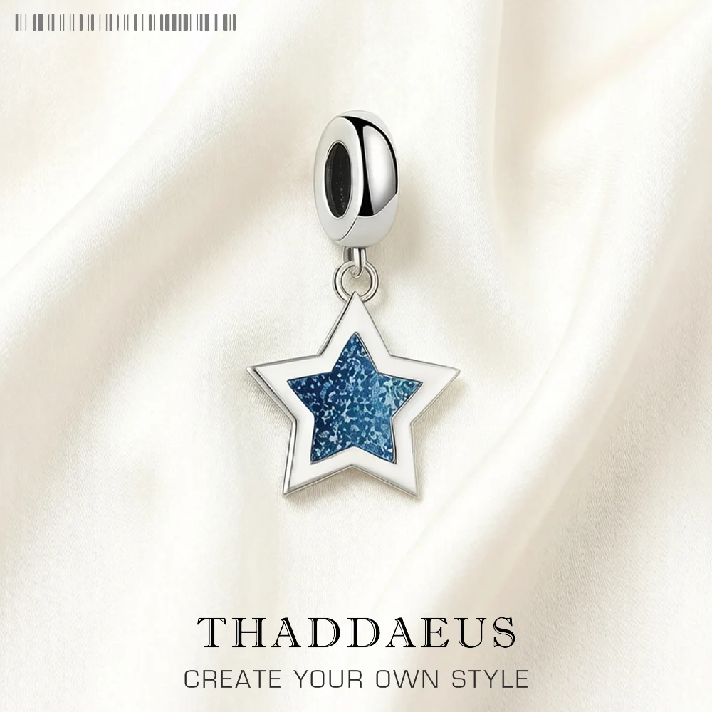 Heißer Modeschmuck, blauer Stern-Anhänger, baumelnder Charme, reines 925er-Sterlingsilber, Böhmen-Geschenk für Frauen und Männer