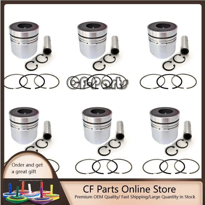 

New 6 Sets STD Piston Kit With Ring 12011-95114 Fit For Nissan NE6TA Engine 110MM