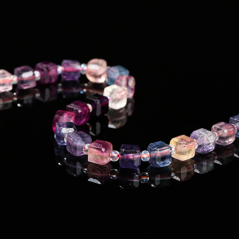 High Quality Natural Multicolor Fluorite Faceted Square Beads Loose Spacer For Jewelry Making Diy Necklace Bracelet Accessory