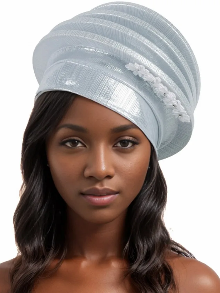 2024 New African Headtie Turban Nigeria Auto Gele Head Wraps Auto Gele Women\'s Turban Cap Wedding Geles Muslim Head Wraps Bonnet