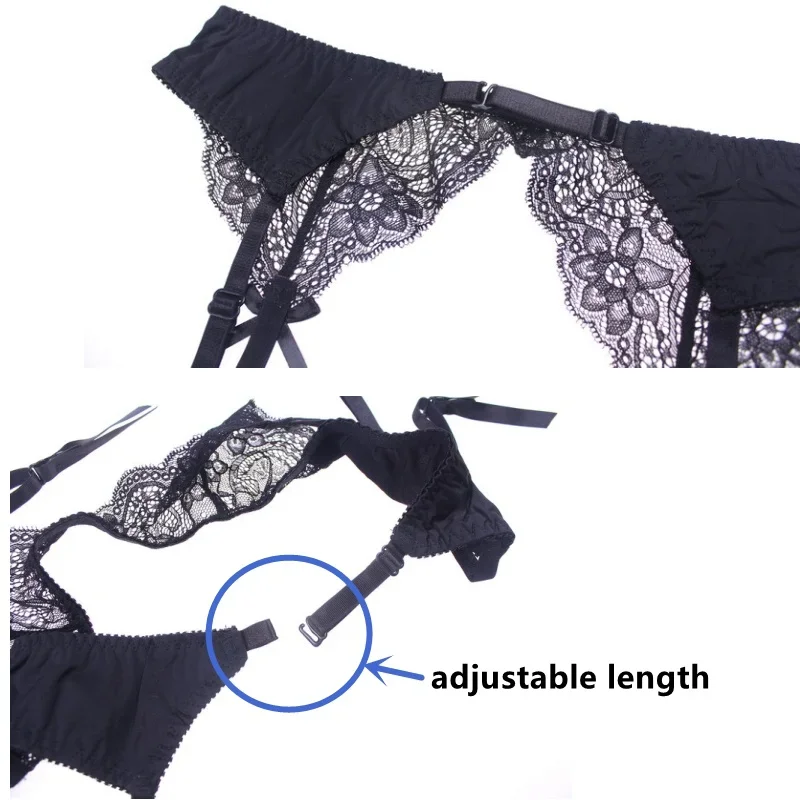 Women Mesh Suspender Garter Belt Lace Non-slip Back Buckle Ladies Garter Belt for Thigh High Stockings Plus Size