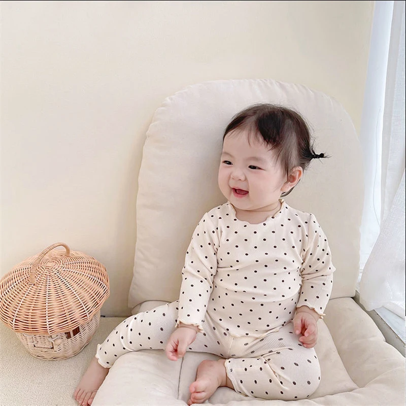 Baby Girl Nightgown Suit Baby Full Printed T-shirts Spring Autumn 2pcs Toddler Girls Trendy Short Sleeve Pajamas Set Home Wear