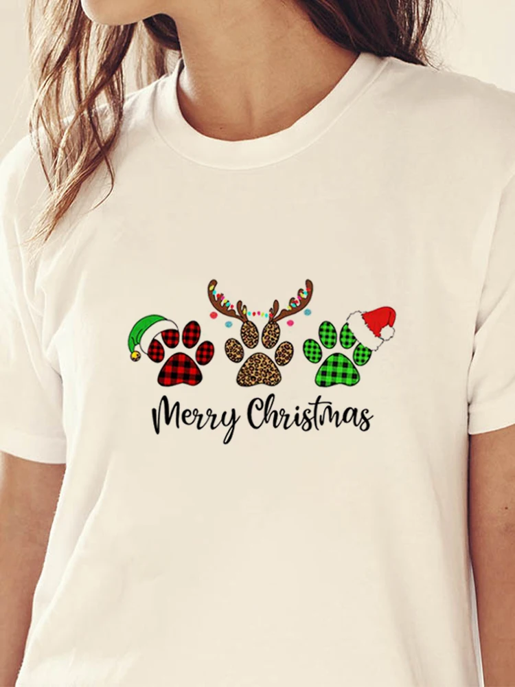 The Night Before Christmas Antlers Versatile Christmas T-Shirt Women Print Women Top Snowman Print Women Gift Short