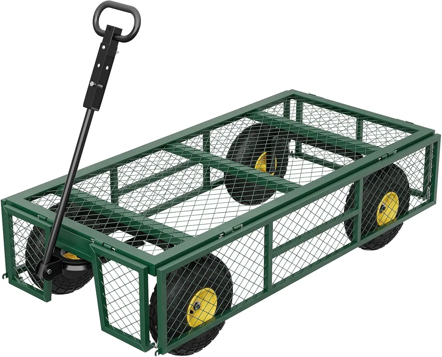 

900 lbs Garden Cart with Removable Mesh Sides Heavy Duty Steel Garden Wagon with 10" Pneumatic Tires & 180°Rotating Handle Yard