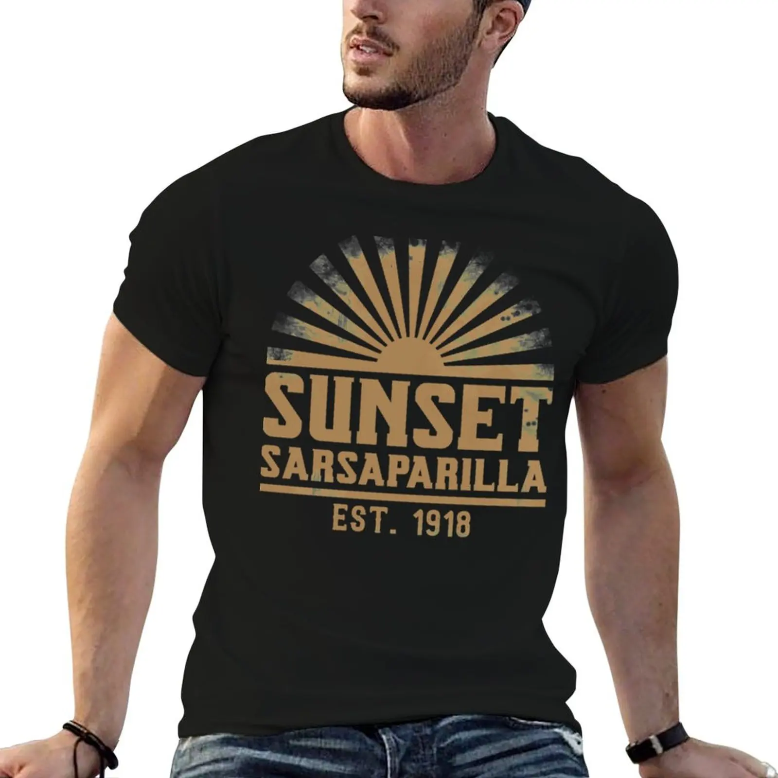 

tan] Logo graphic shirts for T-Shirt Sarsaparilla Sunset man t tees [distressed desert