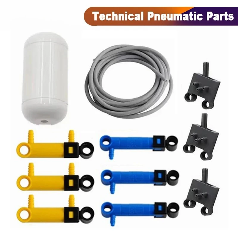 11 Pcs 19475 19482 75974 Technical Pneumatic Parts Set Air Pump Tank Piston Push Rod Educational Building Blocks For Kids Adults