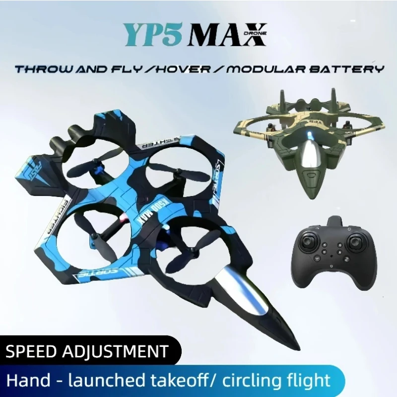 Dron de Combate YP5 Max Foam Fighter RC con Altura Fija 360 ° Avión de Control Remoto con Luces LED, Ajuste de Velocidad, Acrobacias y Protección Anticaídas
