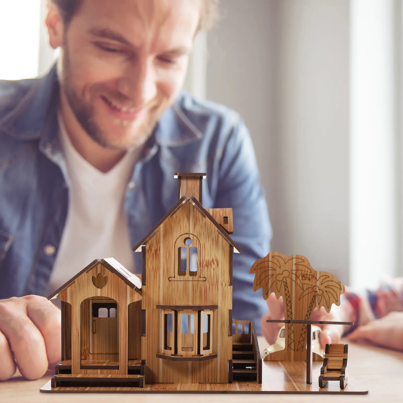 

1Pcs Villa Puzzle Wooden 3D DIY Educational Plaything for Kids Birthday Gift Assembled House Desktop Ornament House Puzzle Toy