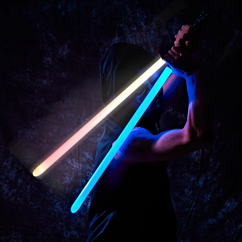 Alloy Planet Lightsaber Flash Stick Fighting Color Changing Battle Laser Sword 2 in 1 Halloween Cos Prop