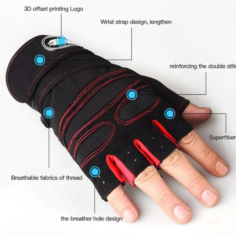 Fitness Half Finger Gloves Men And Women Wrist Guard Sports Dumbbell Riding Non Slip Horizontal Bar Exercise Training